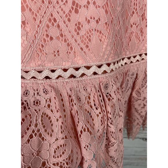 Foxiedox Pink Lace Dress Small High Neck Retro Pinup Boho Fairy Whimsical Formal - Picture 7 of 15